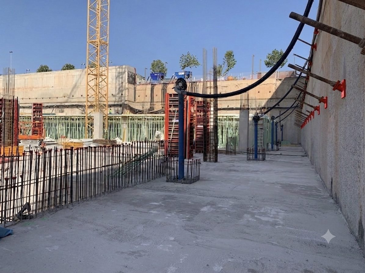 Cabezas de anclajes STAB® sobre el muro de contención en la Sede Central de Mercadona